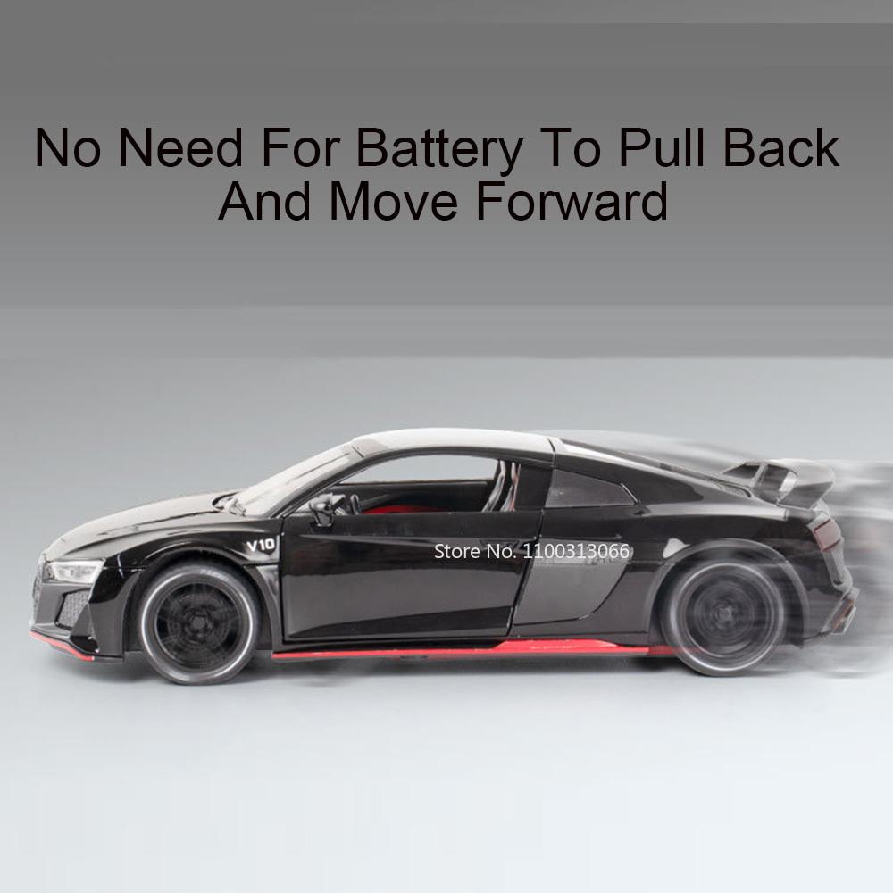 1:Maßstab 1:24 R8 V10 PLUS Automodell Gummireifen Sportwagen Diecast Modelle Rückziehfahrzeuge Sammlerspielzeug für Kinder Geschenke