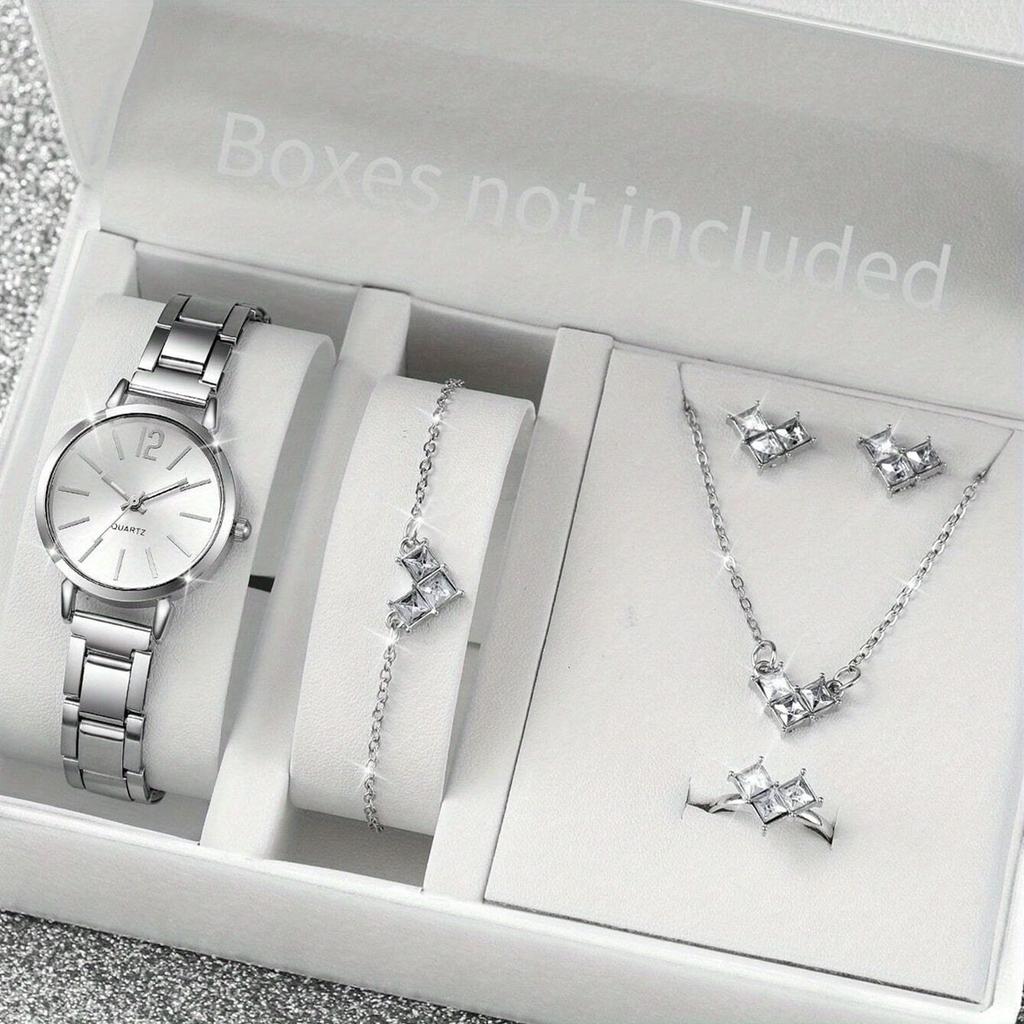 1set-Fashion Promise: Ladies' Gold Strap Quartz Watch Jewelry Set Meets Elegant Time (No Box)