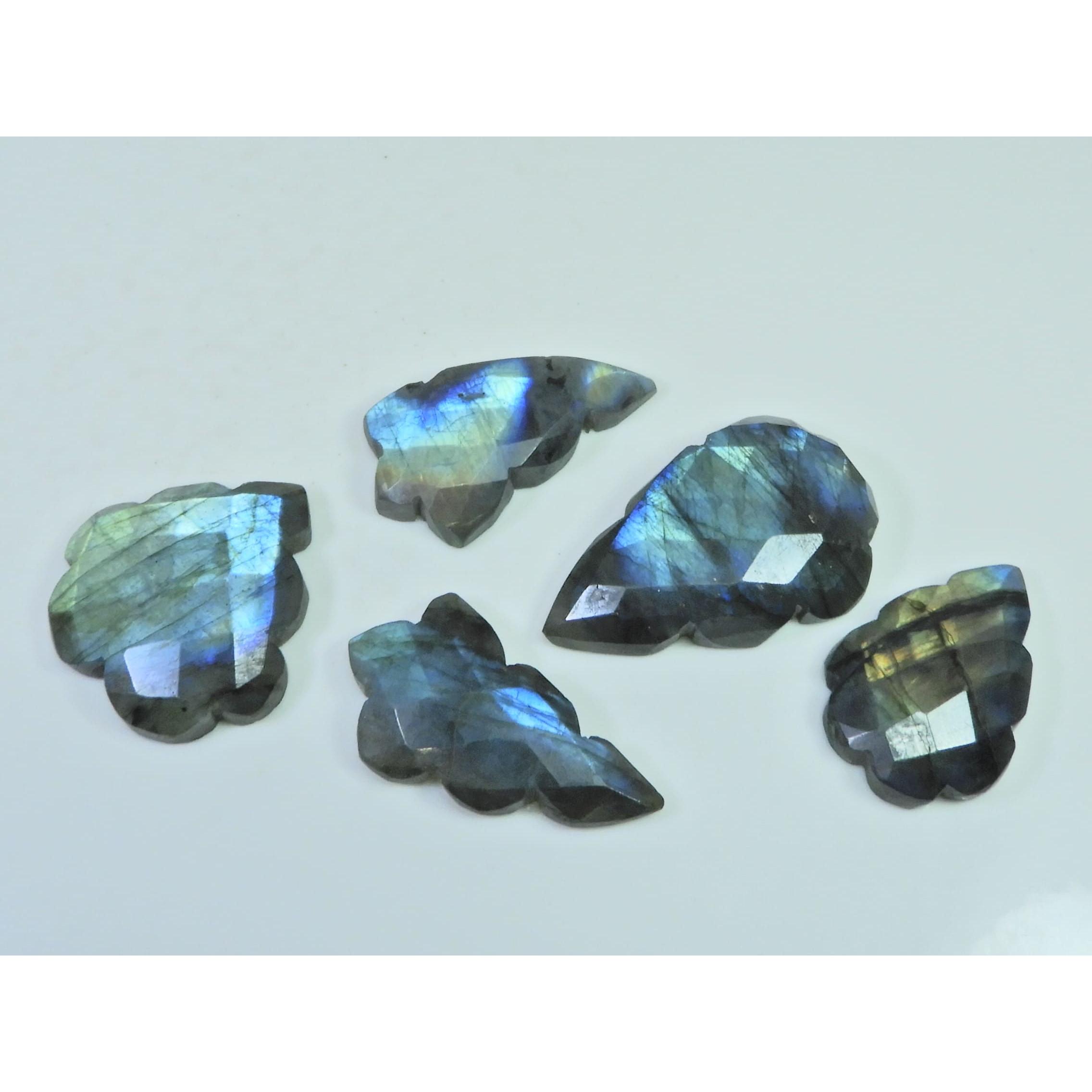 

Natural Labradorite Checker Flat Back Cloud Shape Loose Gemstone 05Pcs Lot C-2064