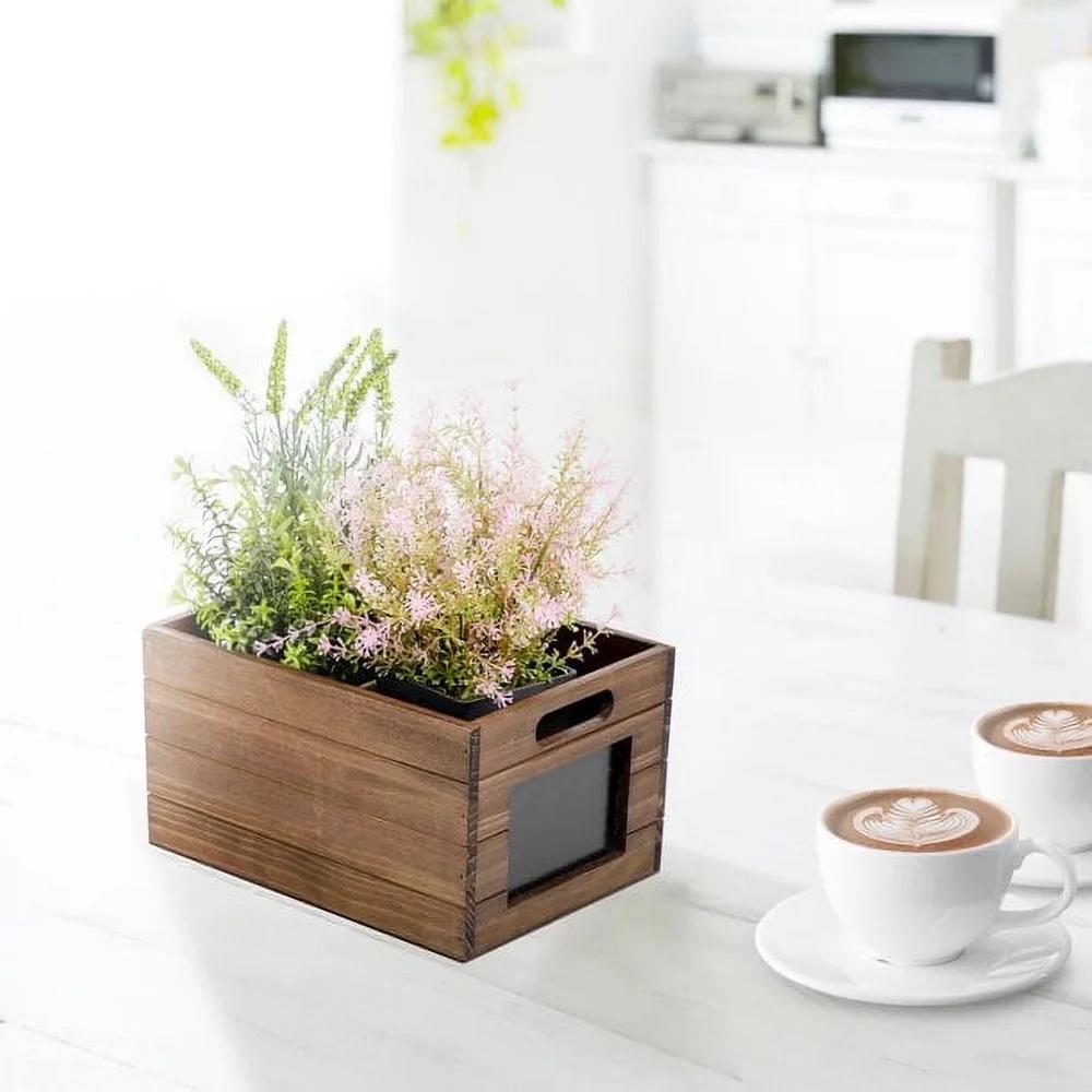 Wood Storage Crate with Chalkboard Label Multi-functional Storage Organizer Decorative Piece with Handles Home and Kids
