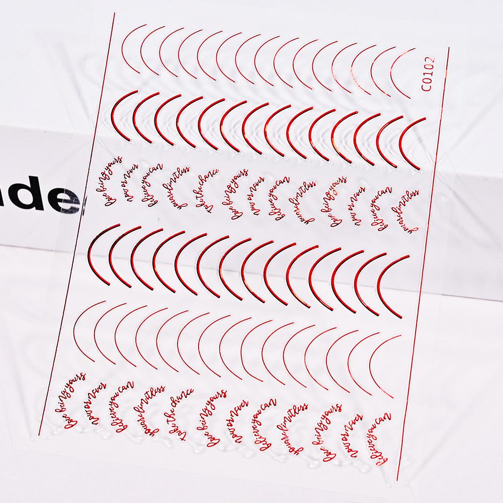 Xiaohongshu French Simple Line Manicure Sticker Imitation Metal Accessories Gold And Silver Adhesive Self-Adhesive Nail Sticker