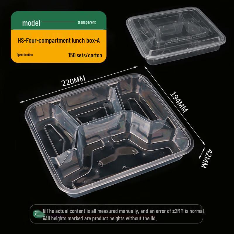 Disposable Multi-Compartment Food Containers with Lids