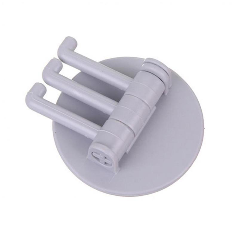Universal Plastic Towel Hook 3-Split Rotating Holder Bathroom Door Back Hanger