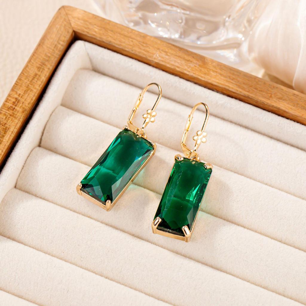 Exquisite Geometric Zirconia Pendant Earrings - Light Luxury Style