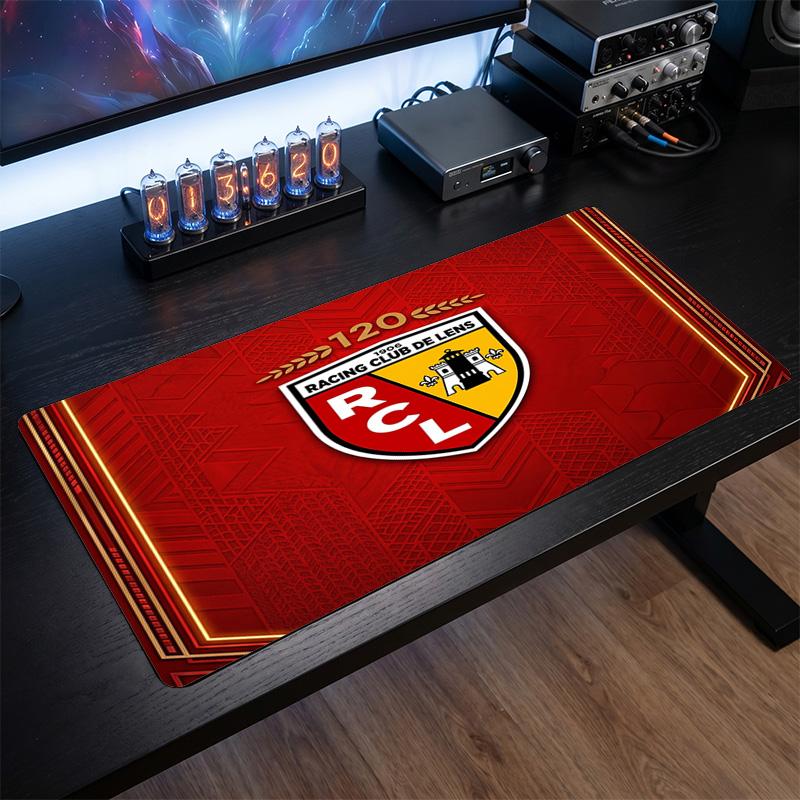 Lens FC Theme Pattern Mouse Pad, Soccer Logo Design XXL Gaming Desk Mat Non-Slip Computer Mouse Pad