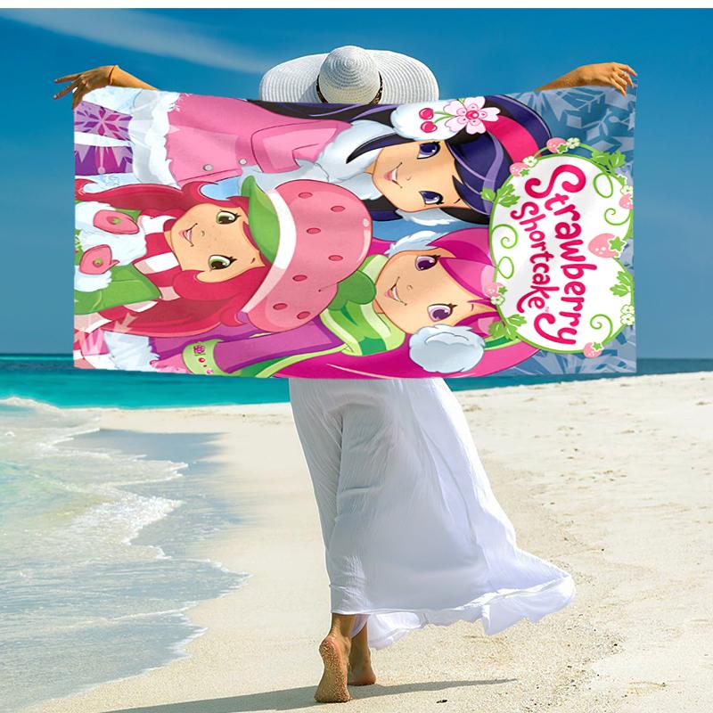 1pc Strawberry Princess3 Beach Towel, Comfortable and Thick, and Swimming/Bath/Picnic/Camping Towel, Suitable for Seaside Beaches