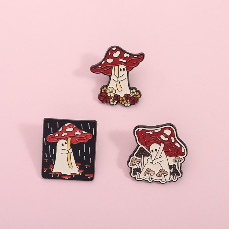 Playful Alloy Creative Mushroom Brooch Cartoon Design Hobgoblin Tale Theme for Fashion Accessory and Unique Expression