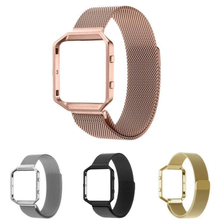 Elegant Milanese Metal Strap Wrist Band Bracelet With Frame For Fitbit Blaze Watch Tracker