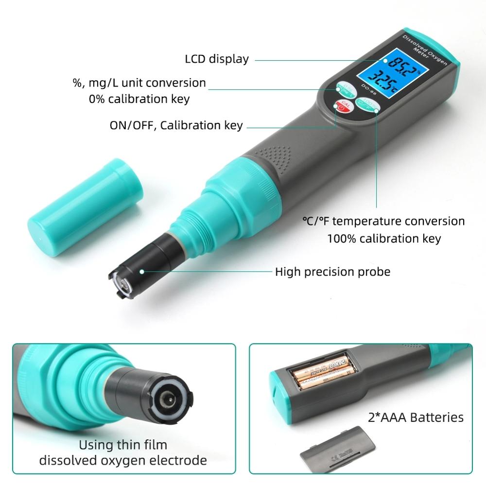 

Dissolved Oxygen Analyzer DO-66 Pen Type Intelligent Dissolved Oxygen Tester LCD Display for Aquarium Fish Tank Aquaculture China Mainland