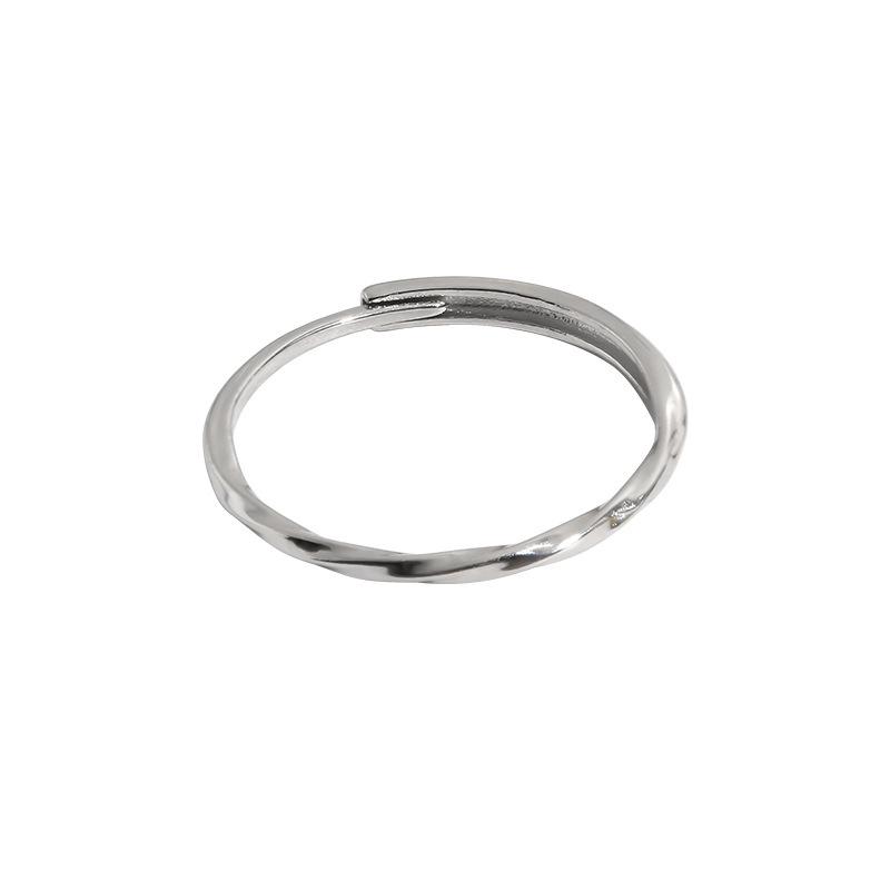 Korean Style S925 Sterling Silver Minimalist Twisted Wave Band Ring for Women - Simple, Elegant, Stacking Ring, New Trend