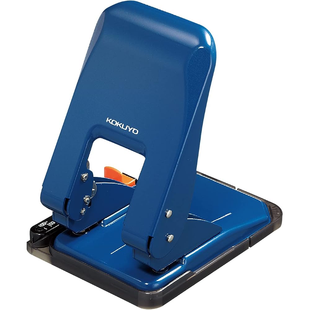 Kokuyo PN-G52B Hole Punch, 2 Holes, Rakuake Paper, Size Guide Included, 52 Sheets, Blue