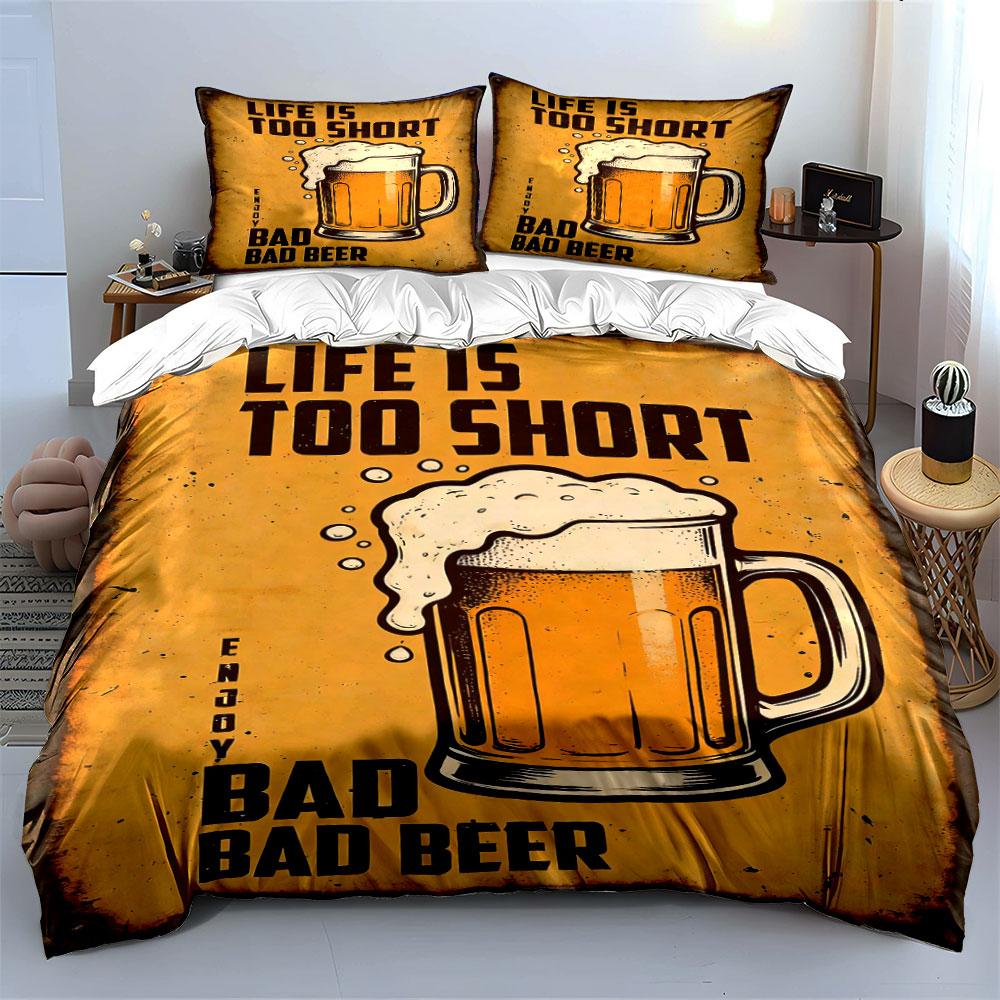 Beer mug and text. Bedding sets Duvet cover sets Duvet covers Pillowcases(1* Duvet Cover 2* Pillowcases without duvet insert)