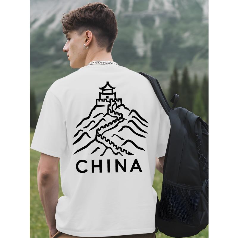 European Size China Men'S T-Shirt. T-Shirt with Back Print for Basketball Training. Crewneck Short-Sleeved Shirt Ideal for Street Outfits.