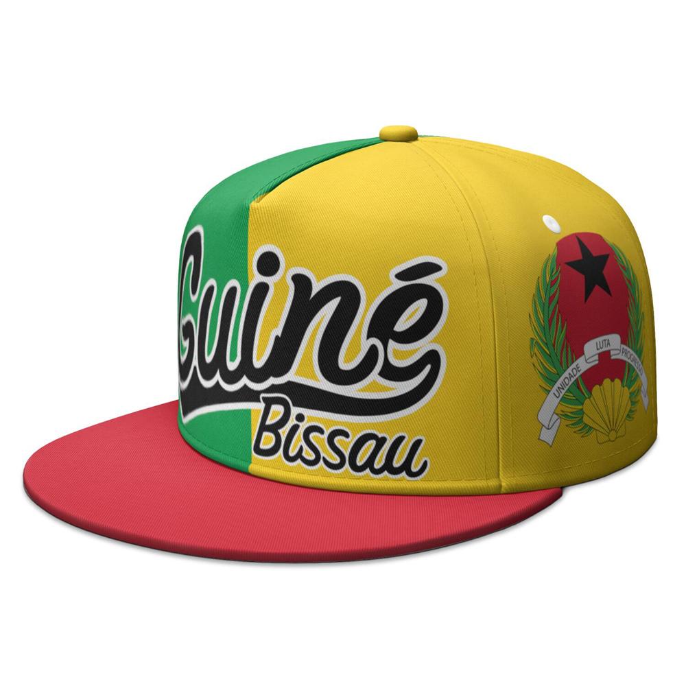 Guinea Bissau Flat Brimmed Cap Custom Name Gnb Hip-hop Hat Nation Flag Country Gw Republic Guinee College Print Photo Headgear