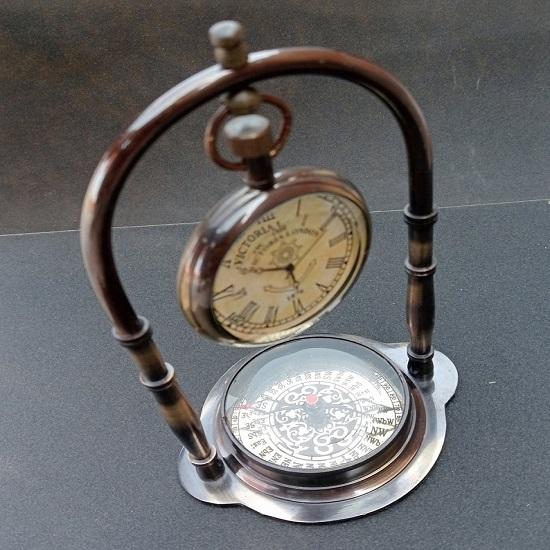 Nautische Schiffstischuhr, Schreibtisch Maritime Kompass mit Hängeuhr, Stil Desktop-Kompass, Vatertag, Mama-Geschenk