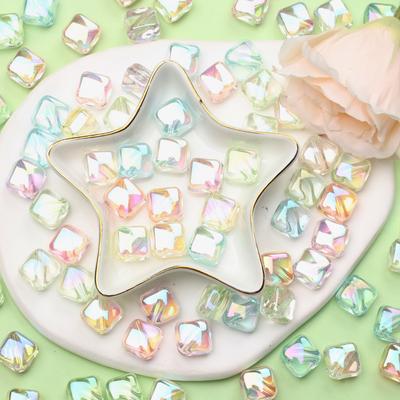 Materiale Perline Sciolte Trasparenti Acriliche Colore Abbagliante UV Foro Diagonale Accessori Gioielli Fai Da Te Braccialetto Quadrato 10pz Creazione Collana Moda Fatto A Mano