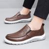 Fashion New Men's Genuine Leather Shoes Mens Slip On Flats British Style Male Loafers Soft Bottom Wear-resistant Comfortable Dress Shoes