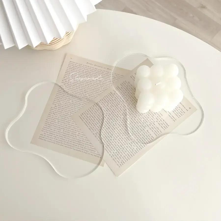 Irregular Transparent Acrylic Coaster Ins Wind Creative Heat Insulation Mat Waterproof Tea Coasters Placemats for Dinner Table