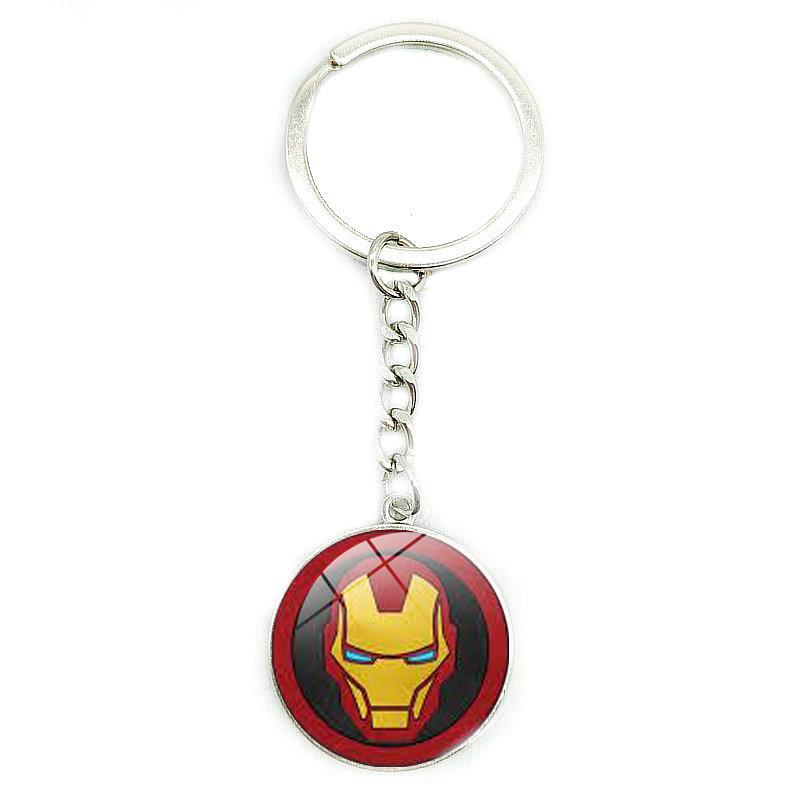 Marvel & DC Superhero Badge Keychain: Captain America, Superman, Batman with Time Gem Pendant
