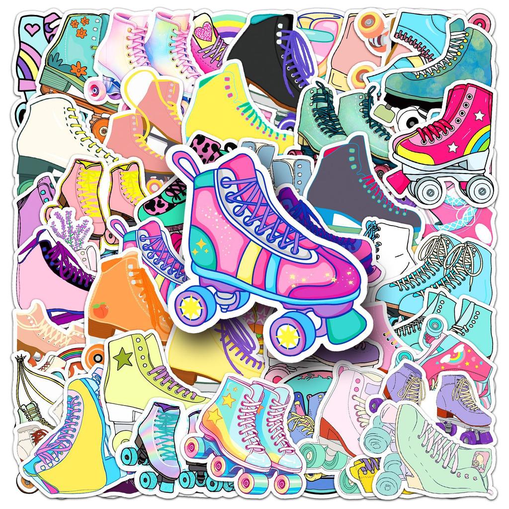 50 Roller Skates Doodle Stickers Personality Trend Cool Play Decoration Mobile Suitcase Water Cup Waterproof Stickers