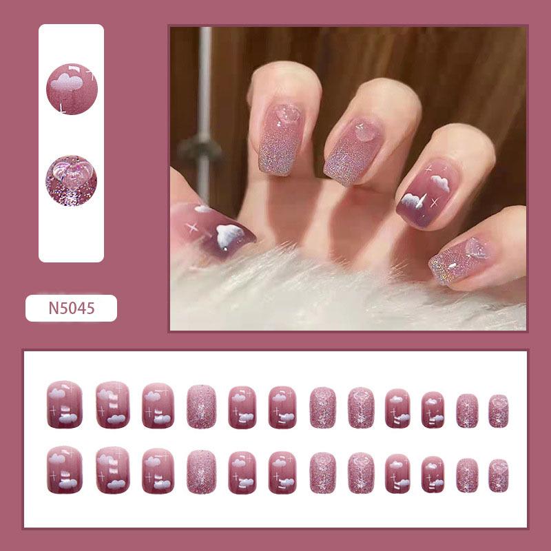 French Bow Press-On Student Nails: Handmade Short, Gentle Daily Wear