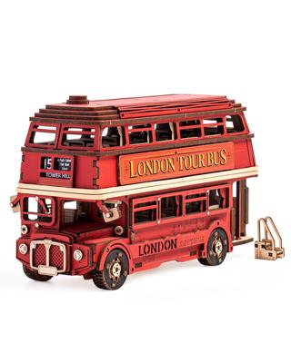 Rolife 3D Wooden Car Assembly DIY London Bus Wooden Puzzle Interior Gift Idea for Kids and Boyfriends Puzzle, Beginner's Kit, Craft, Model, Decor,