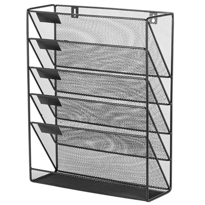 Wall Hanging File Holder Document Organiser 6 Tiered Mesh Wall Mounted Document Holder Magazine Storage Rack In Tray