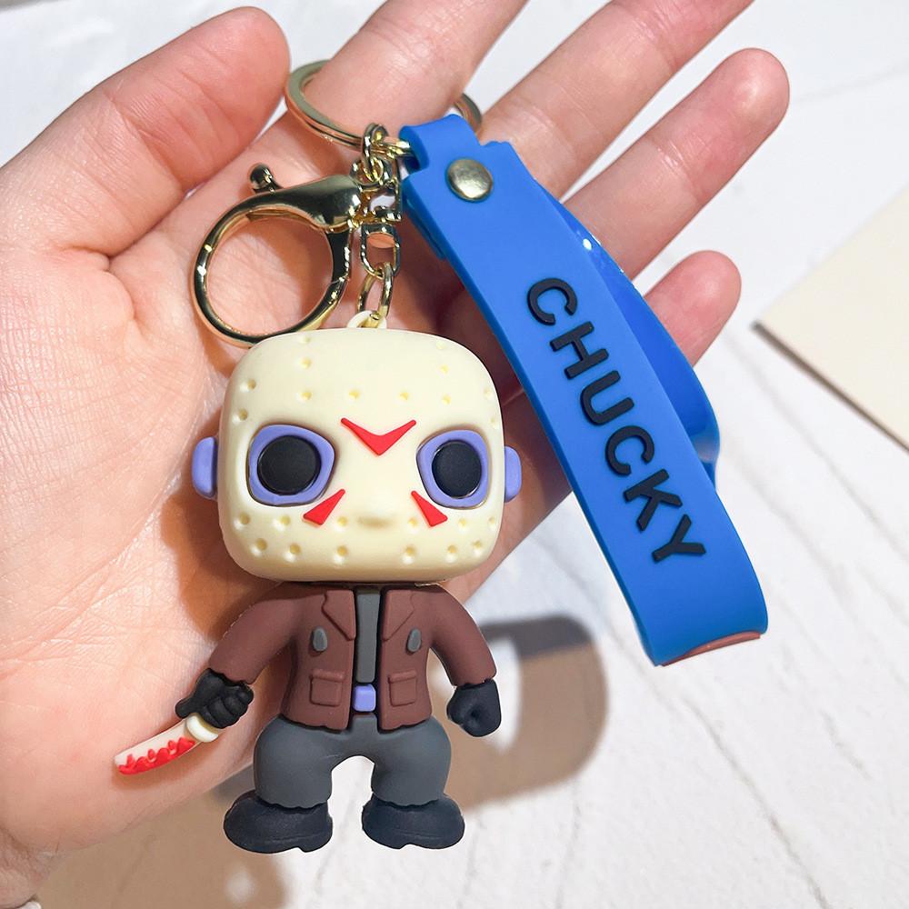 Scary Series Killer Doll Keychain Halloween Themed Silicone Keyring For Birthdays