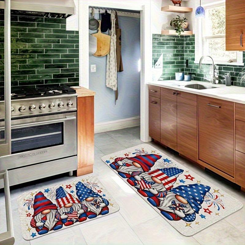 1PC Patriotic Gnome CelebrationKitchen Rug Non-Slip Door Mat Pop design Bathroom Rug Bath Mat Carpet for Home Sink Laundry Decor