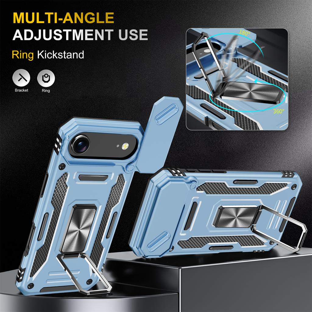 For iPhone Air Case Kickstand Slide Lens Lid PC + TPU Drop-Proof Phone Cover