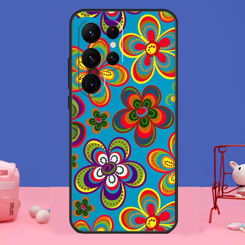 Groovy Flowers Hippie Bohemian Case For Samsung Galaxy S23 S22 S24 Ultra S8 S9 S10 Plus Note 10 20 Ultra S20 S21 FE Cover