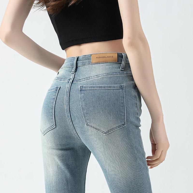 Jeans for Women In Spring and Autumn New Style High Waist Slim Horse Hoof Small Bell-bottom Pants for Women In Summer