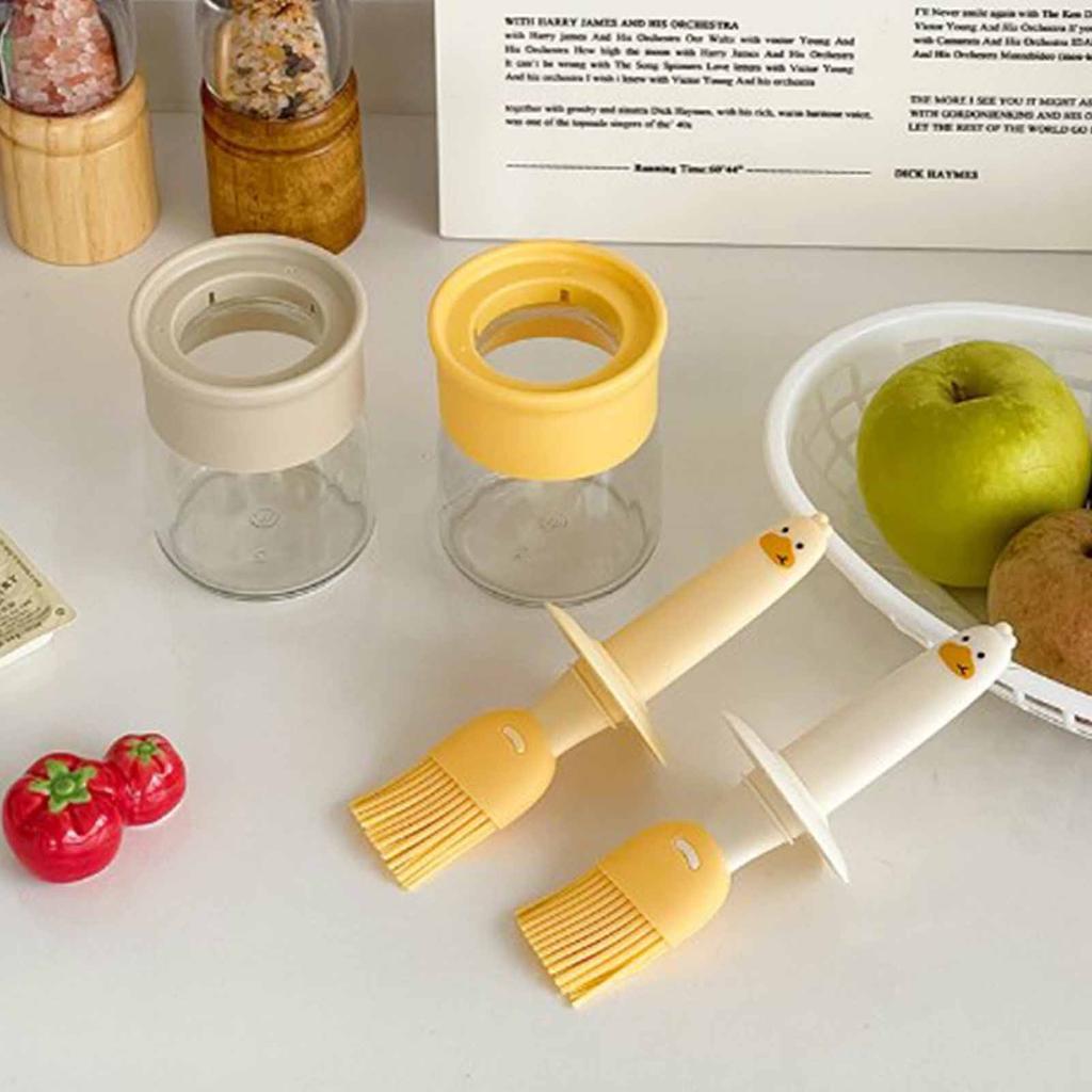 Bouteille d'huile à badigeonner Bouteille d'huile avec pinceau à badigeonner en silicone Récipient distributeur d'huile pour cuisine Pâtisserie Cuisine Grill