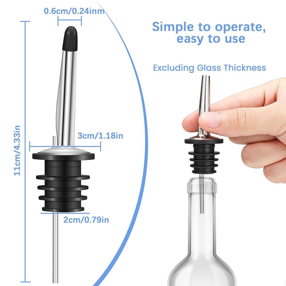 12 Pack Wine Bottle Pourers, Stainless Steel Liquor Pour Spouts Tapered Spout - Liquor Pourers with Rubber Dust Caps