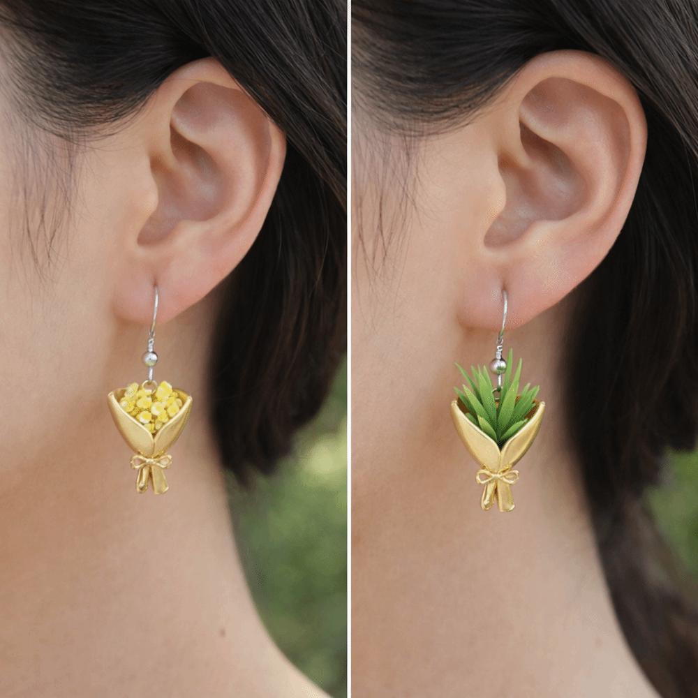 Flowers Can Be Inserted Vase Pendant Earrings Simple Bow Earrings Flower Insertable Earrings  Daily