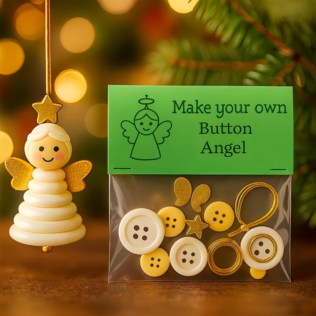 1pc DIY Christmas Ornament Button Pendant Making Set Snowman Santa Angel Hanging Decorative Art Supplies for Holiday Party Gifts