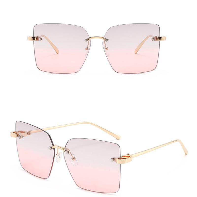 New Arrival Rimless Sunglasses For Women Metal Frame Luxury High Sense Anti Ultraviolet Fashion Cross-border Sun Glasses Outdoor Daily Eyewear