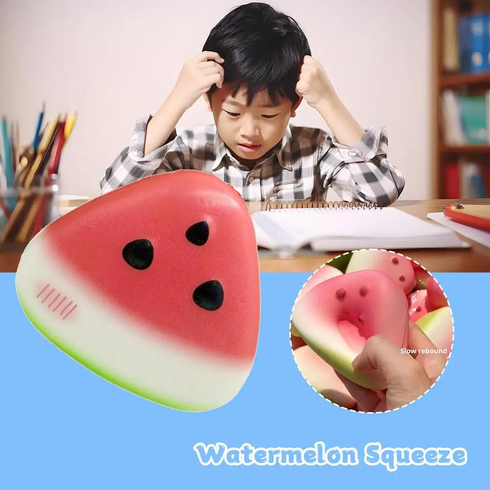 Watermelon Squishy Toy Slow Rising Stress Relief Sensory Gift for Kids Adults Decompression Fidget Fun Soft Mochi Play New