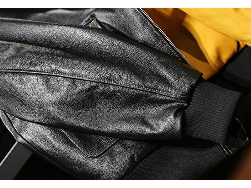 Męska kurtka lotnicza ze skóry naturalnej bydlęcej z klapą