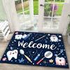Dental Theme Pattern Door Mat Tooth Designs Smoke Technological Robotic Elements Dental Clinic Door Mat Dental Clinic Door Mat