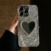 Luxury Bling Glitter Plating 3D Love Heart Mirror Sequins Case For iPhone 17 Air 16 14 15   11 Pro Max Lens Protection Cover