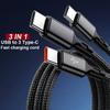 100W 6A 3 in 1 USB-A to 3 ×Type-C Fast Charging Cable For Samsung Galacy S24 Xiaomi Redmi Huawei Multi-port USB C Charge Cable