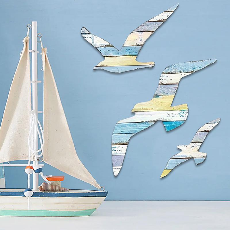 Retro Seagull Wall Decoration Set Wooden Seagull Ornament Room Decoration Living Room, Office Decor Items Home Decor Items