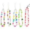 Imitation Pearl Glass Flower Color-Block Round Bead Phone Chain Fashion Trendy Star Mushroom Bag Pendant