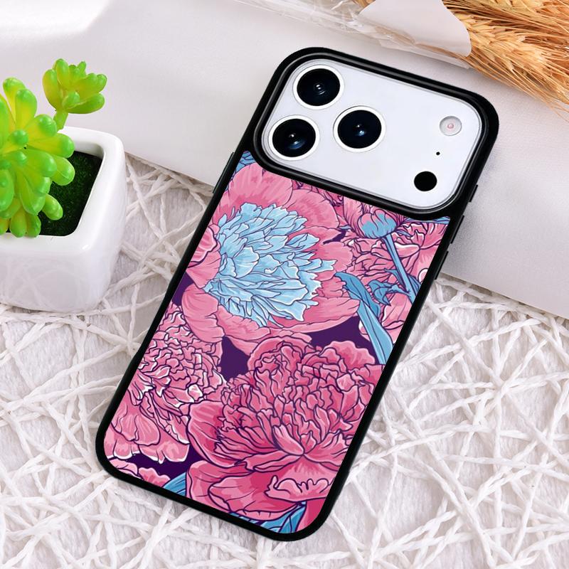 Peony Delicate Flower Shockproof Phone Case for iPhone 17 Air 16e 15 11 12 14 13 Pro Max Cover Coque