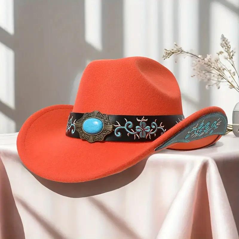 High-quality Woolen Jazz Hat, New Luxury European and American Style Knight Riding Western Cowboy Hat, Trendy for Both Men and Women