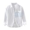 Foreign Trade Surplus Pure Linen Patchwork Long-Sleeve Shirt for Men, New Spring/Autumn Trendy Casual Retro Design Shirt