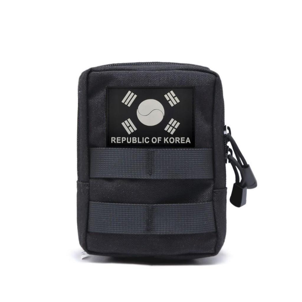 Toppa Patch in Gomma PVC Bandiera Coreana Laccata Bianco e Nero Tai Chi da Esterno con Velcro