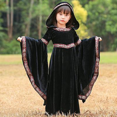 Halloween Children's Costumes, Medieval Vintage Court Plays, Stage Performances, Long-sleeved Vampire Witch Costumes