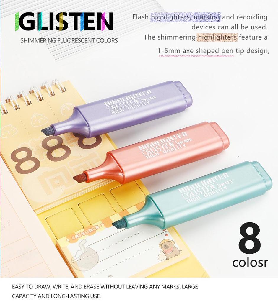 Glitter Fluorescent Highlight Marker Pen for Students and Kids' Drawing & Doodling